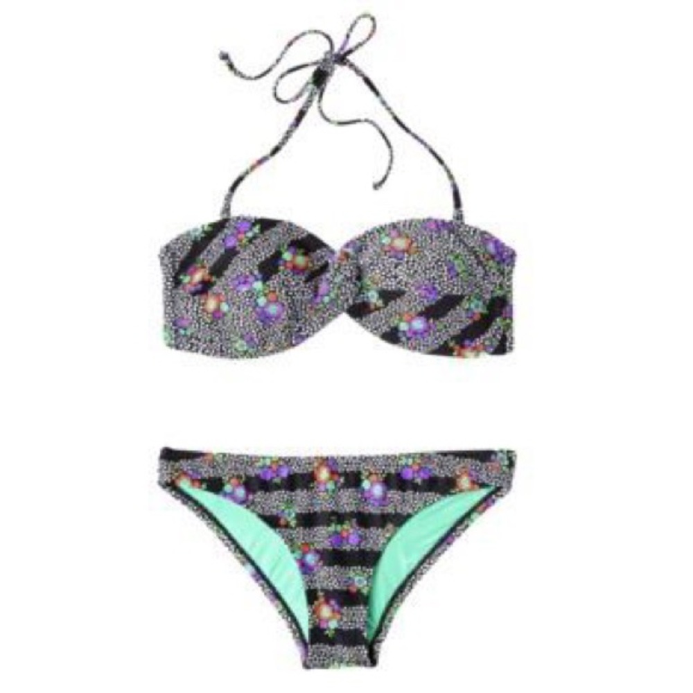 Target Xhileration Black Floral Swim Suit Set